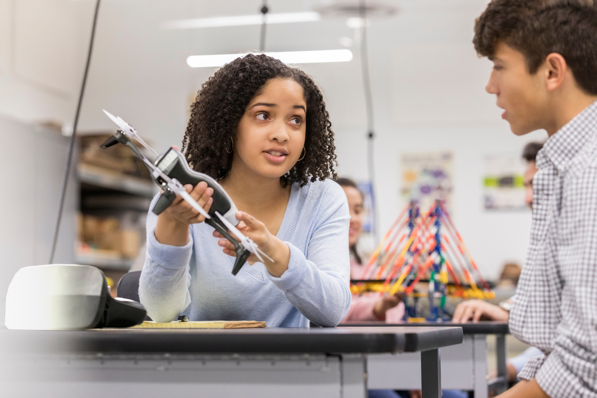 High school students build drone during tech class